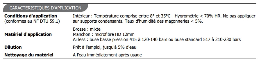 Fiche technique peinture